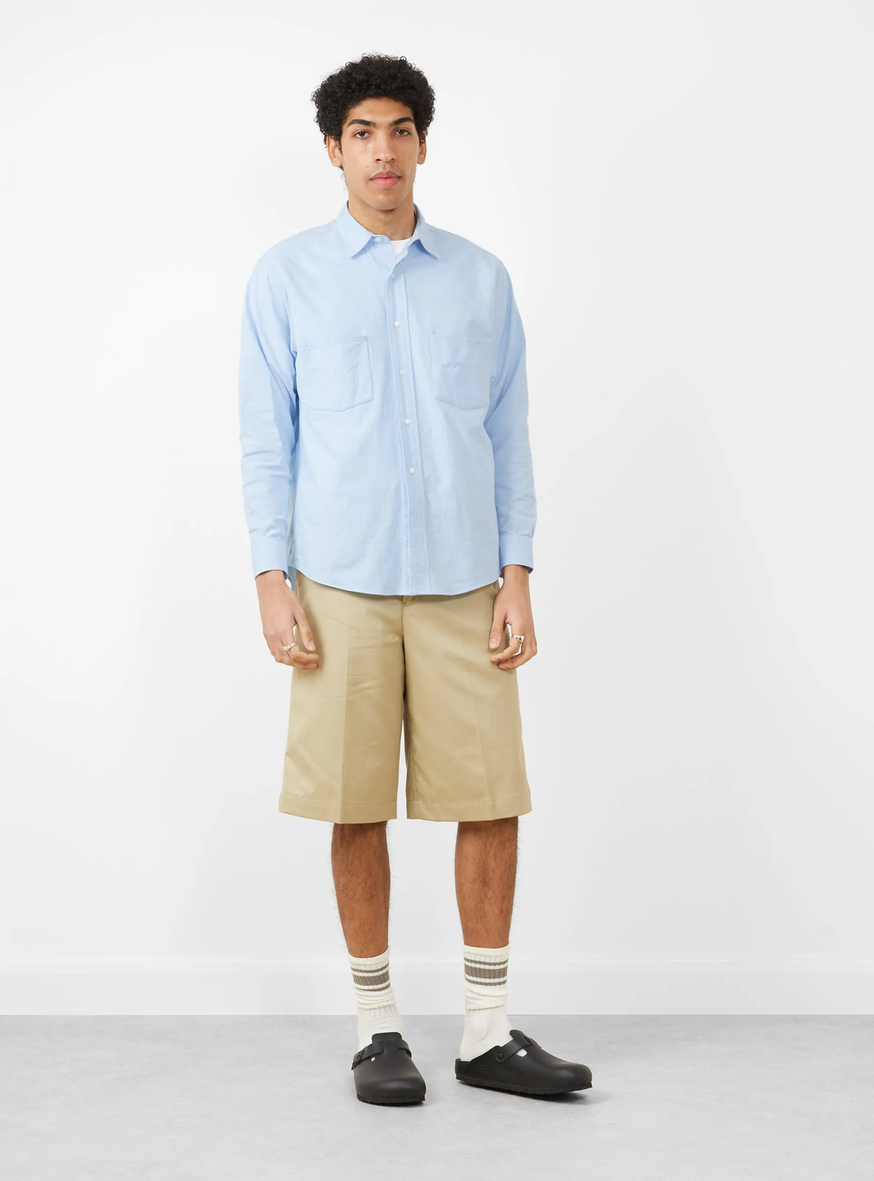 Oxford Farah Pocket L/S Shirt Blue