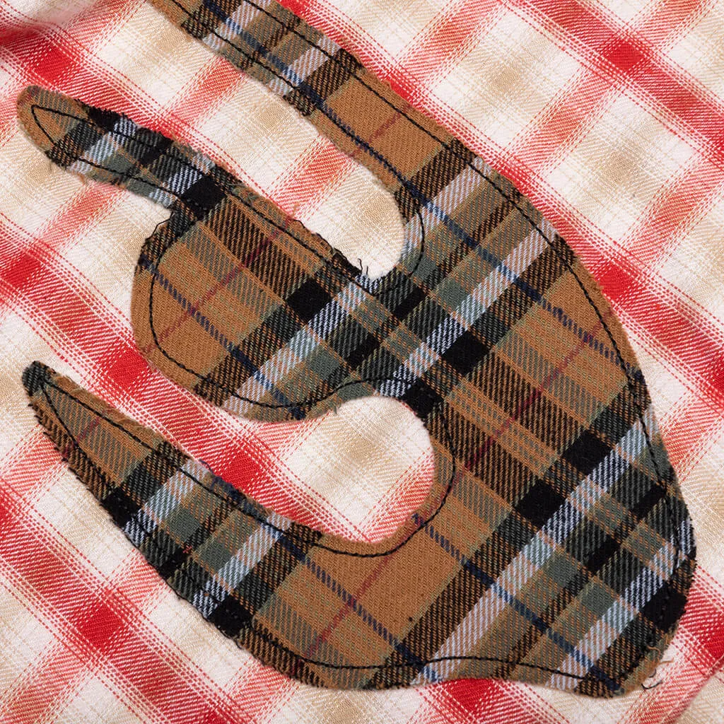 Patchwork Face Flannel Shirt - Red
