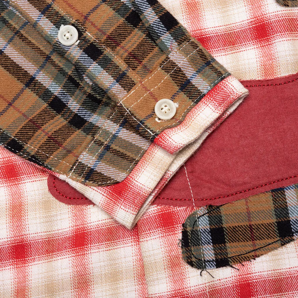 Patchwork Face Flannel Shirt - Red