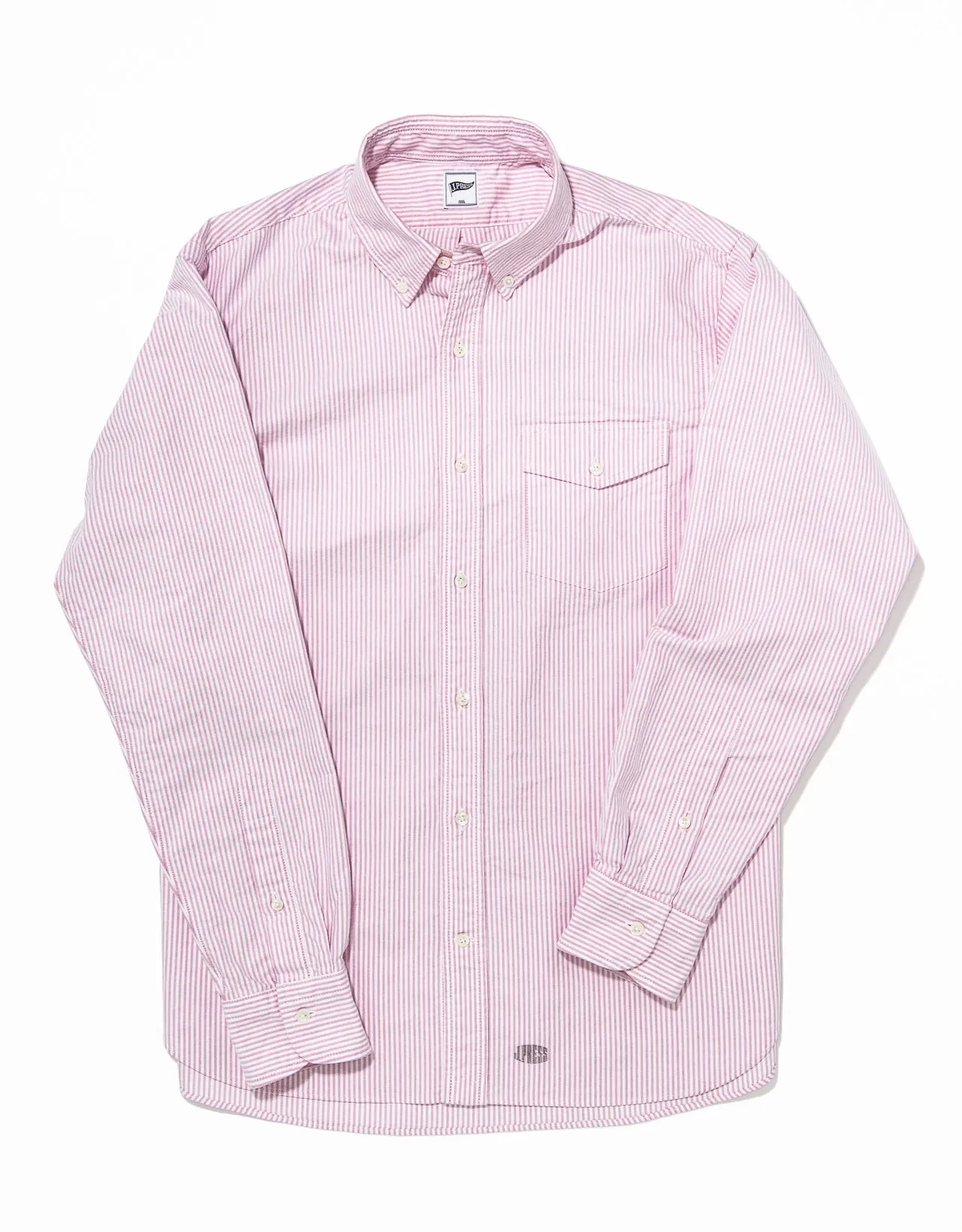 PINK STRIPED ENZYME-WASHED OXFORD SPORT SHIRT- TRIM FIT