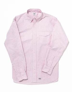 PINK STRIPED ENZYME-WASHED OXFORD SPORT SHIRT- TRIM FIT