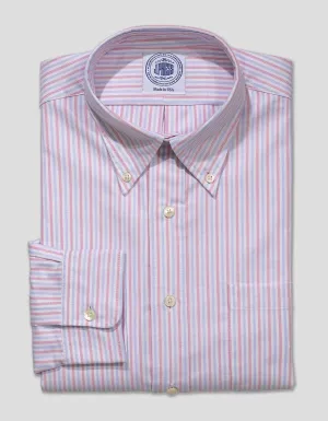 PINK/LIGHT BLUE STRIPED OXFORD DRESS SHIRT