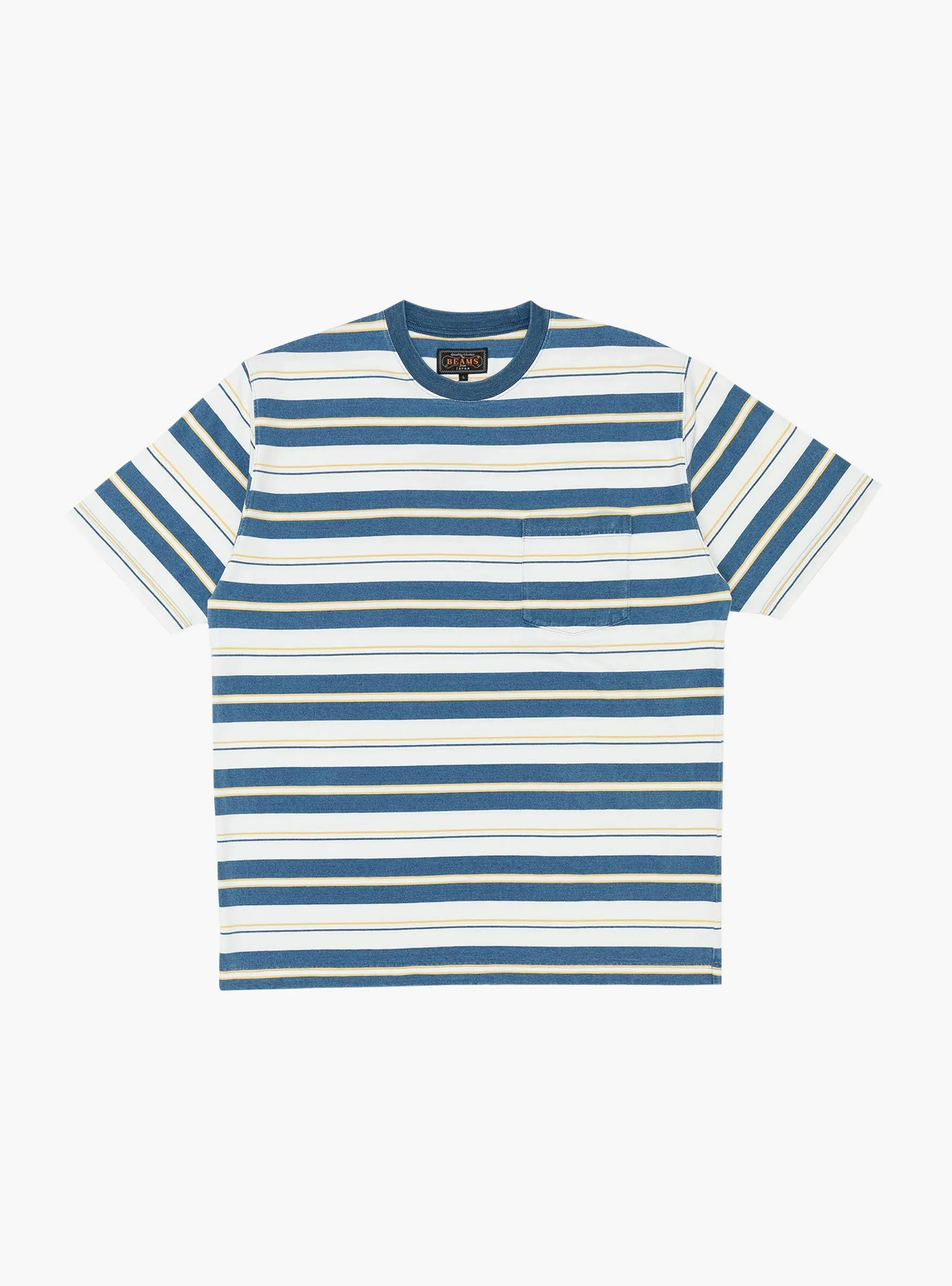 Pocket Tee Multi Stripe Indigo Bleach