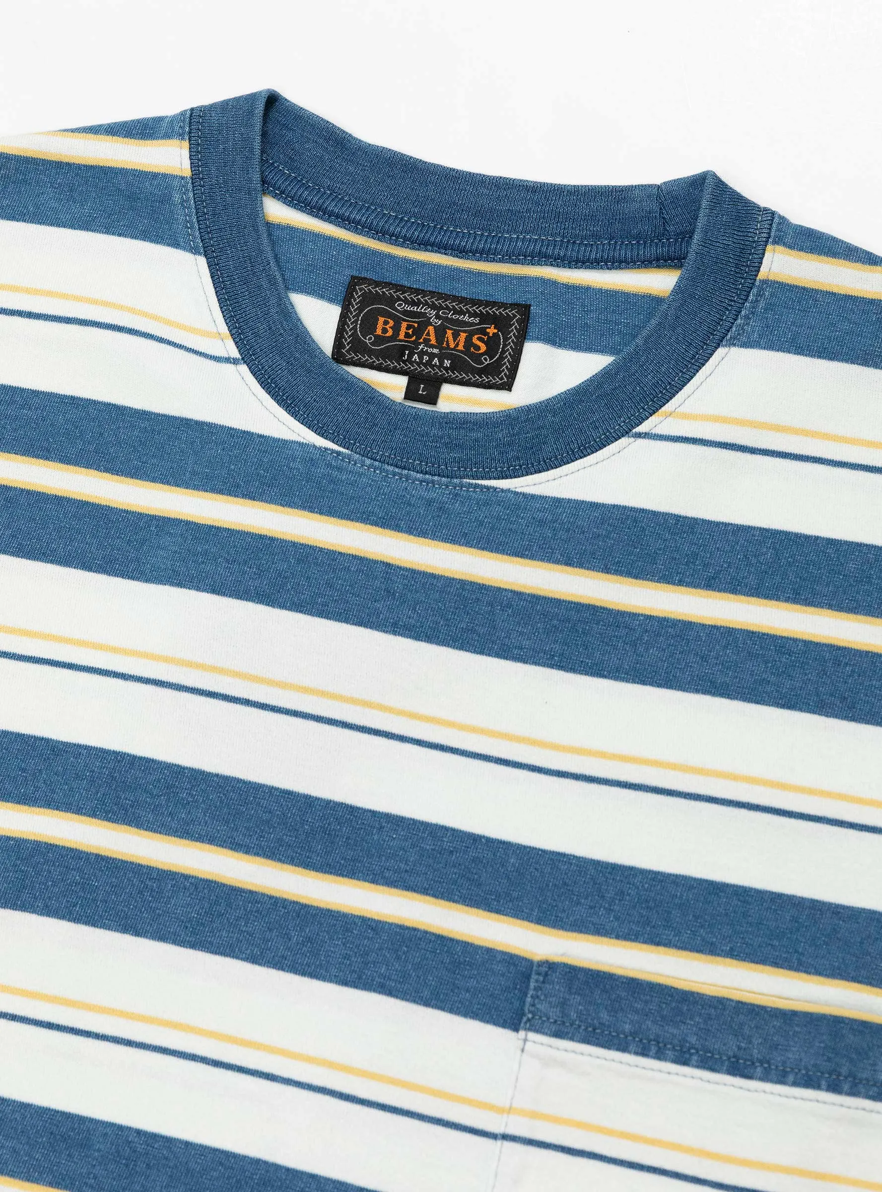 Pocket Tee Multi Stripe Indigo Bleach