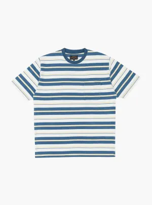 Pocket Tee Multi Stripe Indigo Bleach