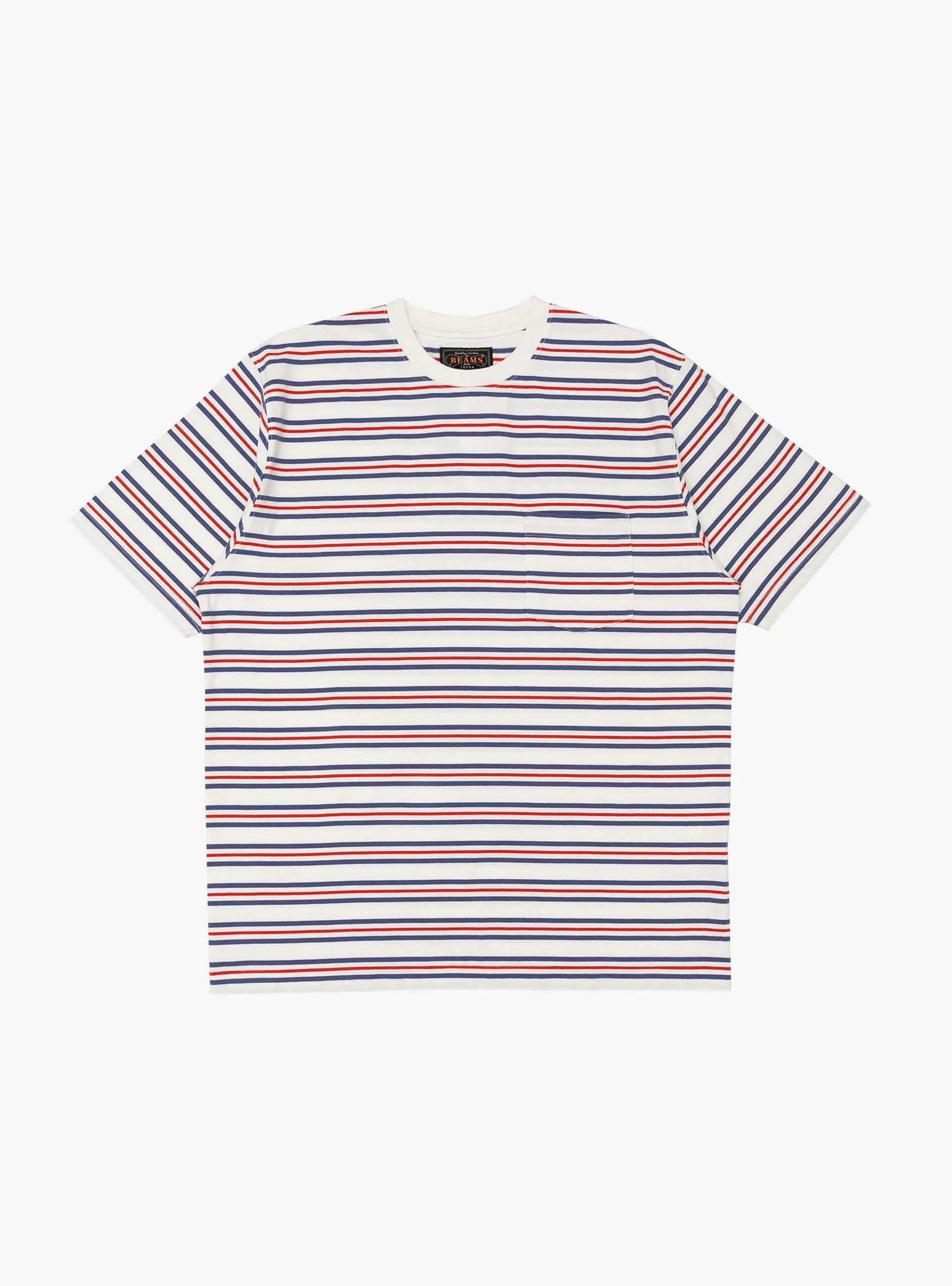 Pocket Tee Multi Stripe Off White