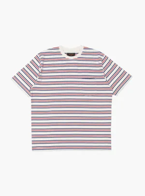 Pocket Tee Multi Stripe Off White