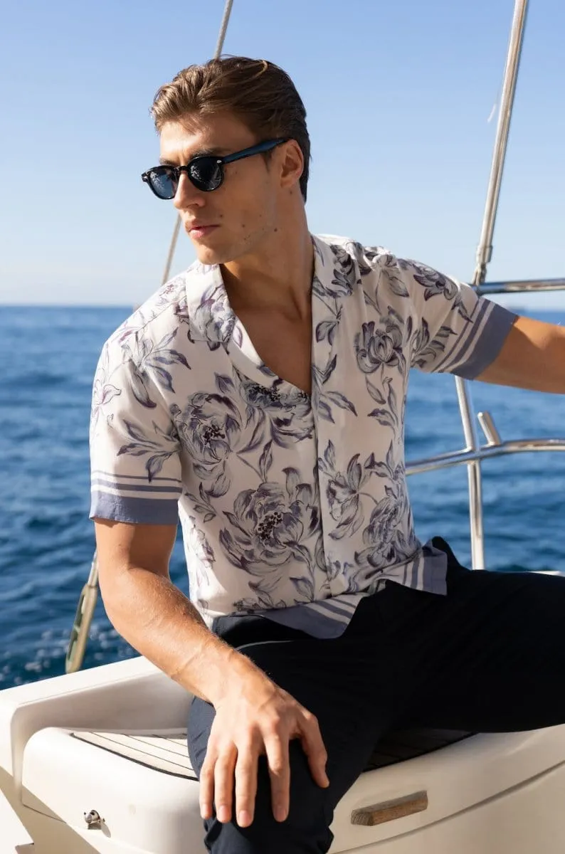 Printed Shirt in Blue Floral