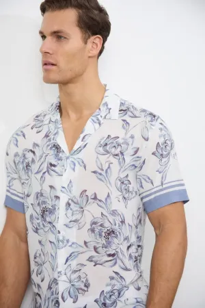 Printed Shirt in Blue Floral