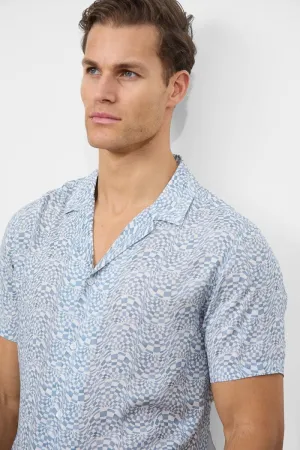 Printed Shirt in Blue Optical Geo