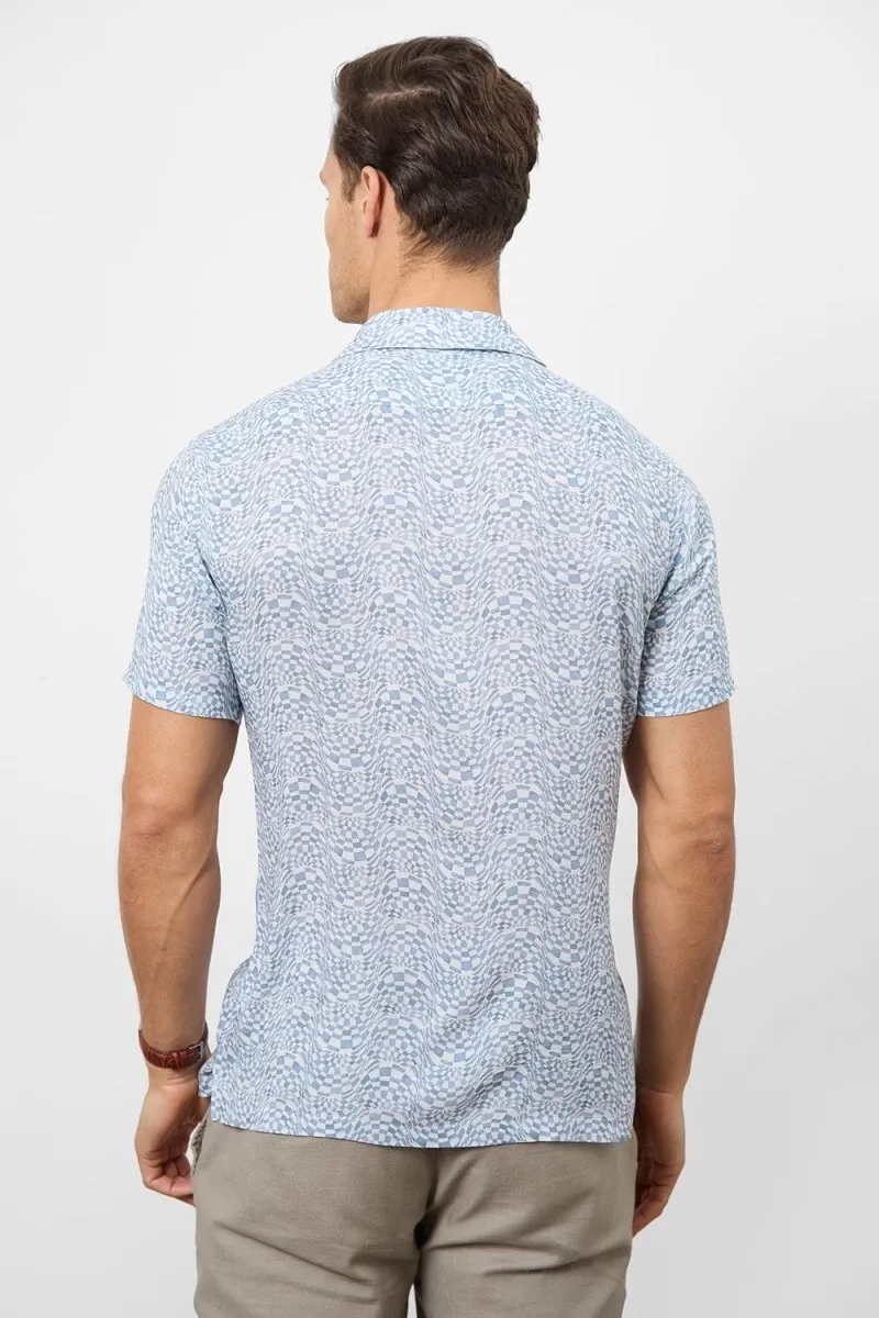 Printed Shirt in Blue Optical Geo