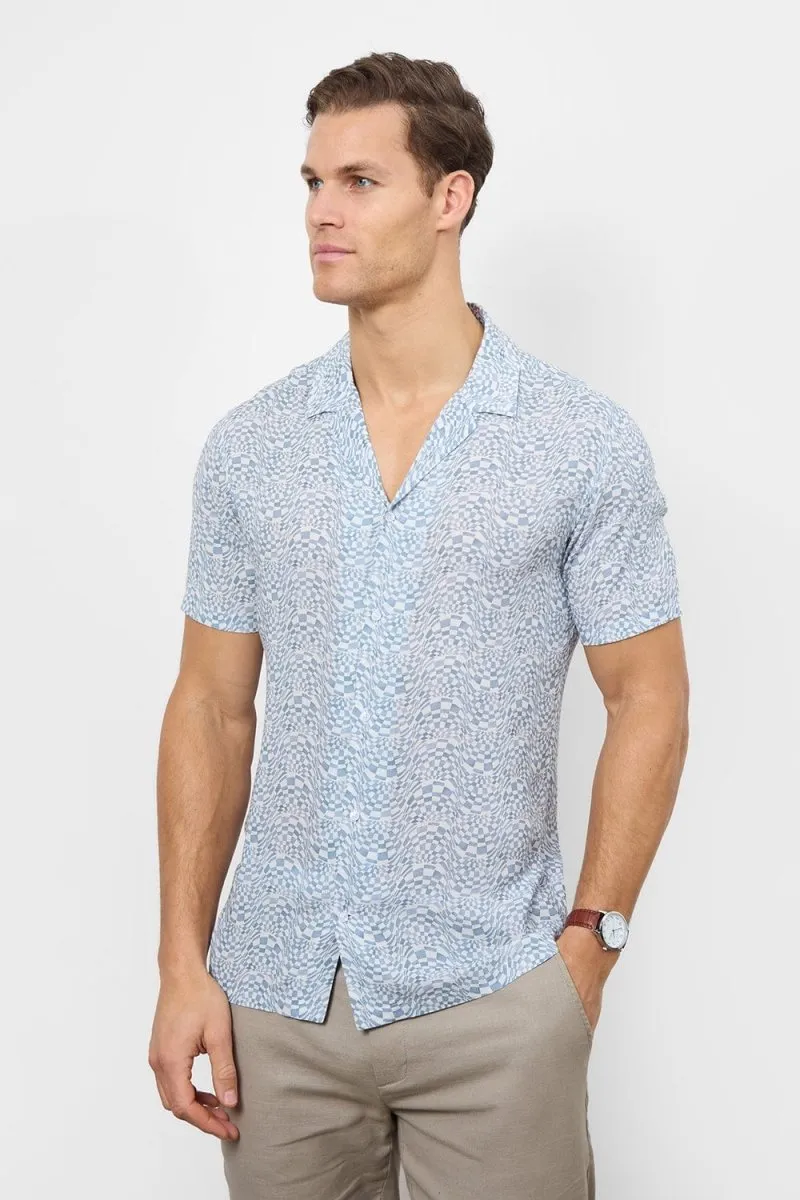 Printed Shirt in Blue Optical Geo