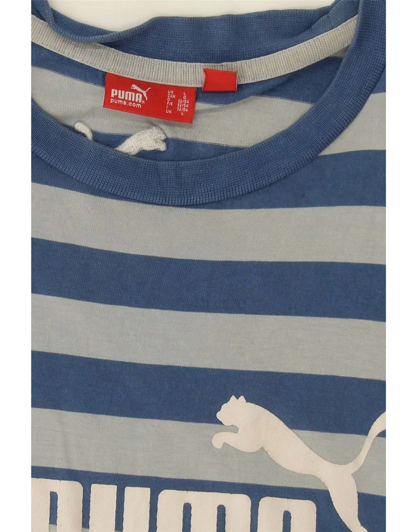 PUMA Mens Regular Fit Graphic Vest Top Large Blue Striped Cotton Sports