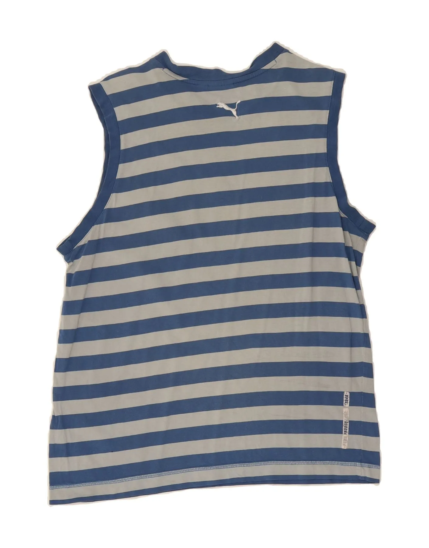 PUMA Mens Regular Fit Graphic Vest Top Large Blue Striped Cotton Sports