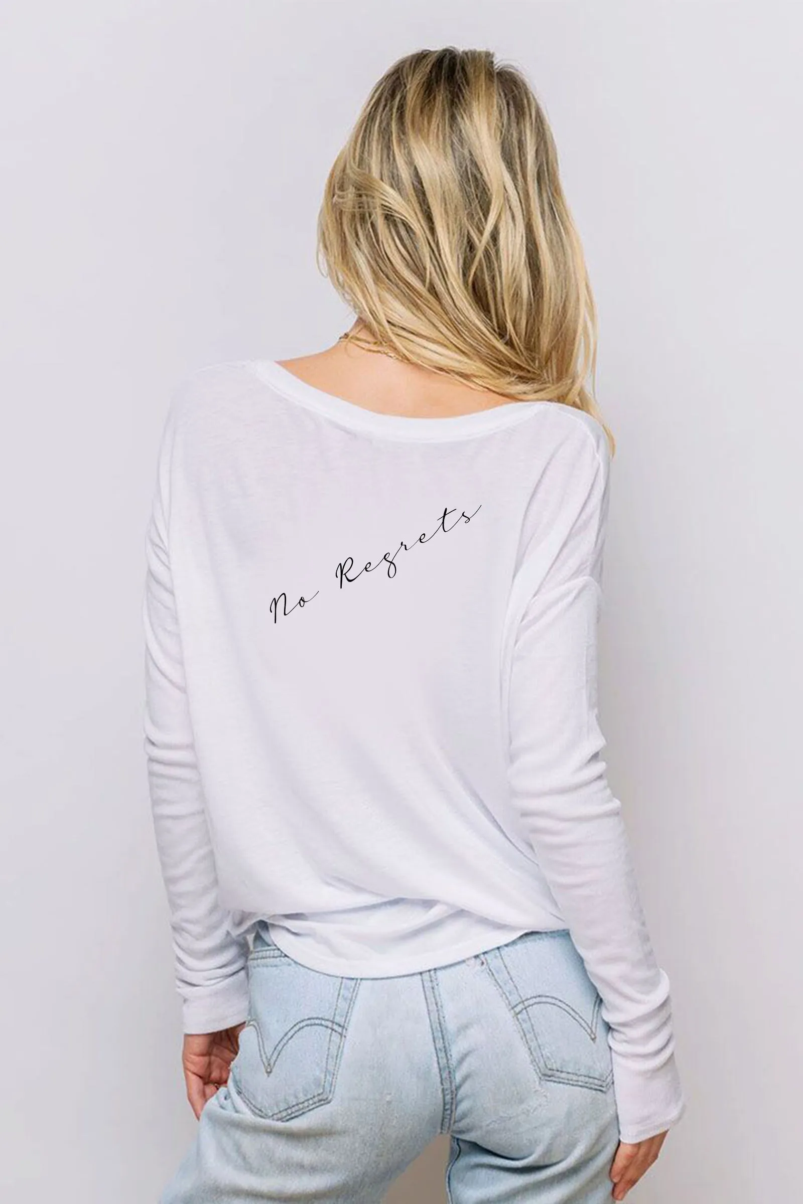 "No Regrets" Original Ribbed Long Sleeve Tee