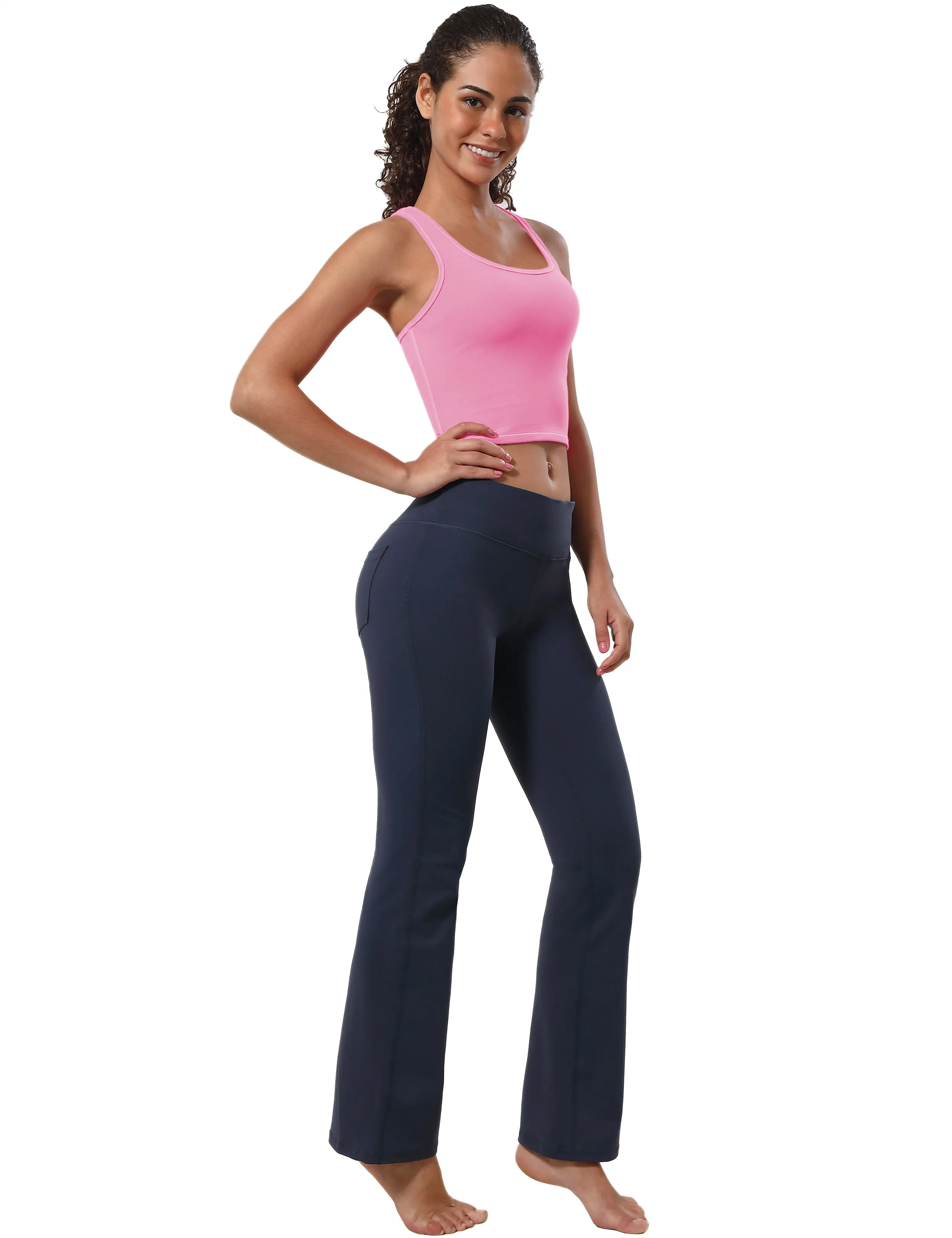 Racerback Athletic Crop Tank Tops lightpink_Running