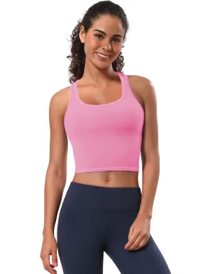 Racerback Athletic Crop Tank Tops lightpink_Running