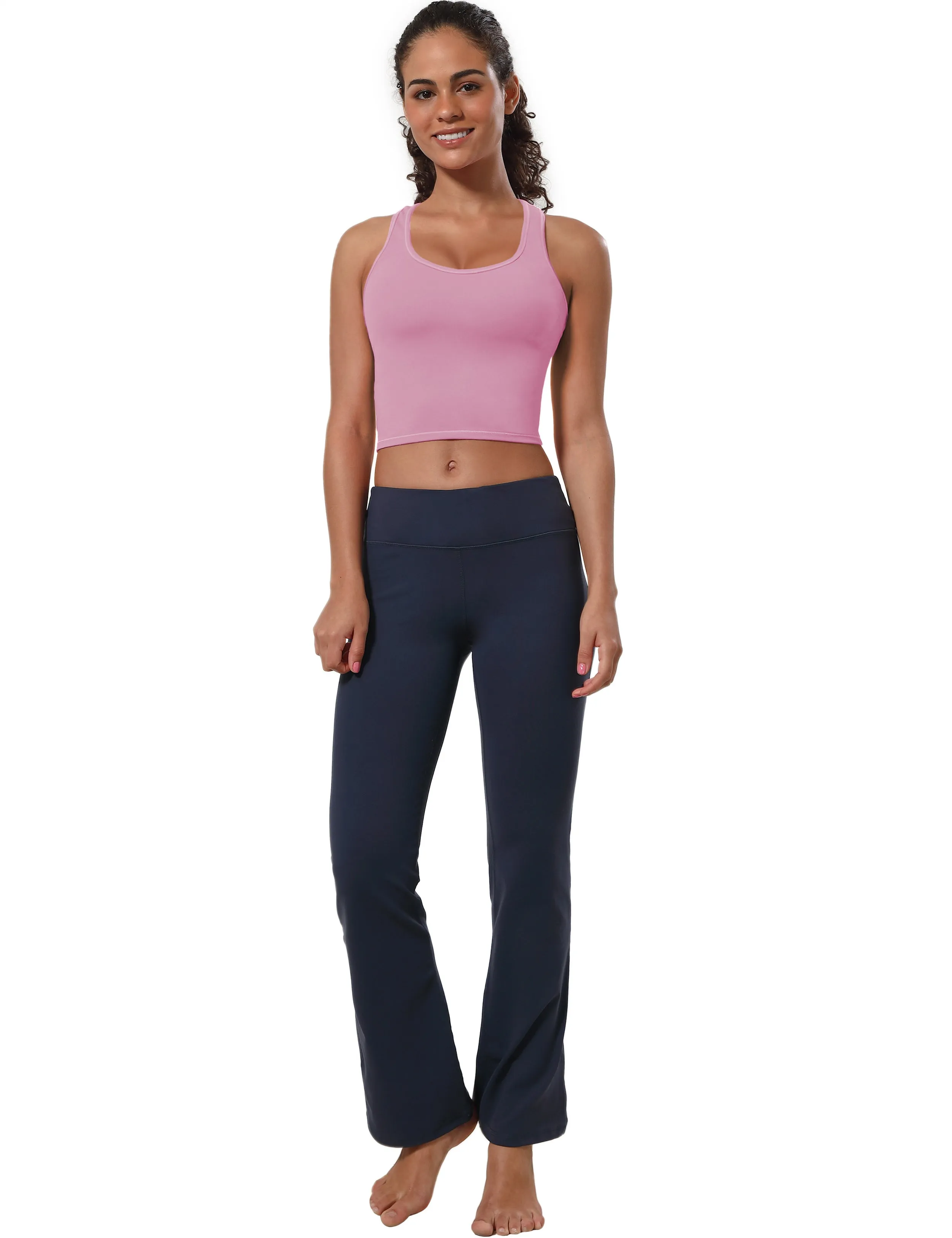 Racerback Athletic Crop Tank Tops lightpink_Running