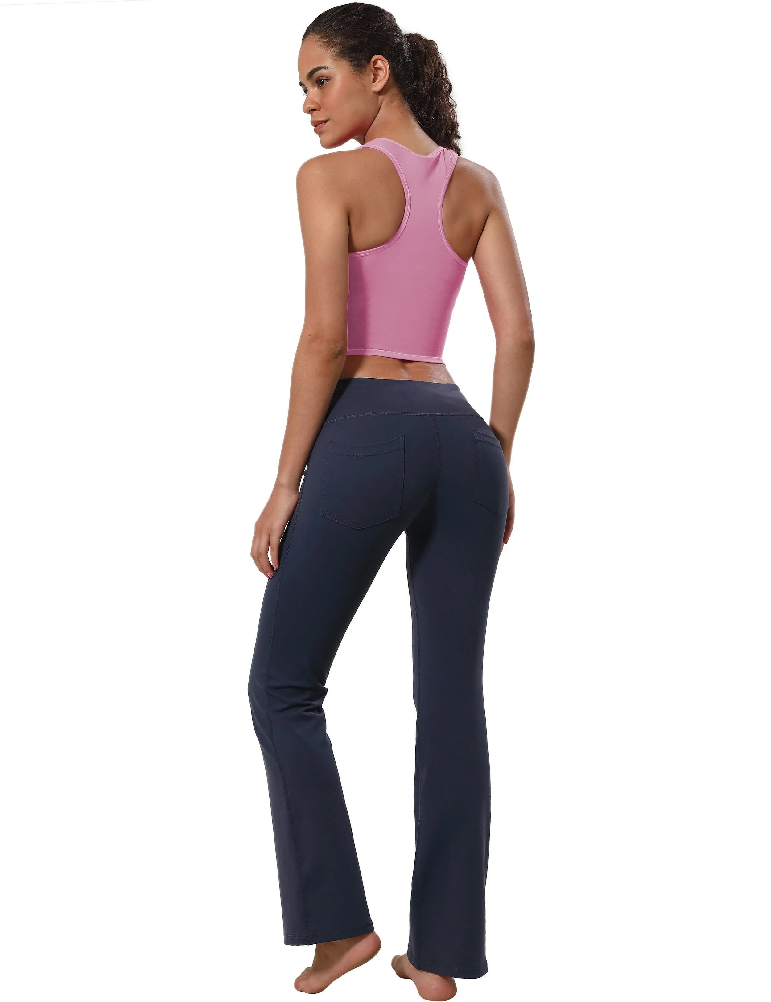 Racerback Athletic Crop Tank Tops lightpink_Running