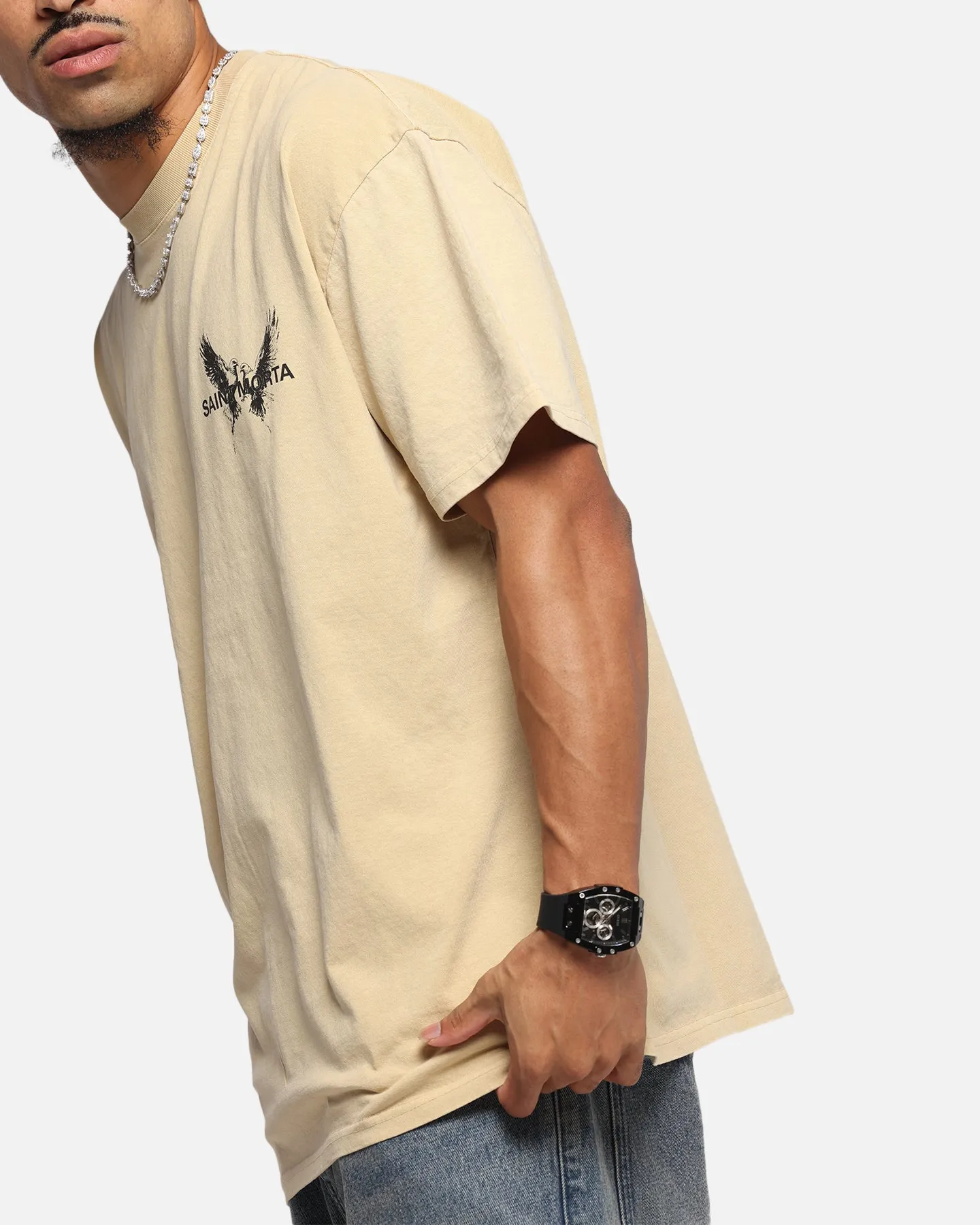 Saint Morta Black Doves Boxy T-Shirt Stone