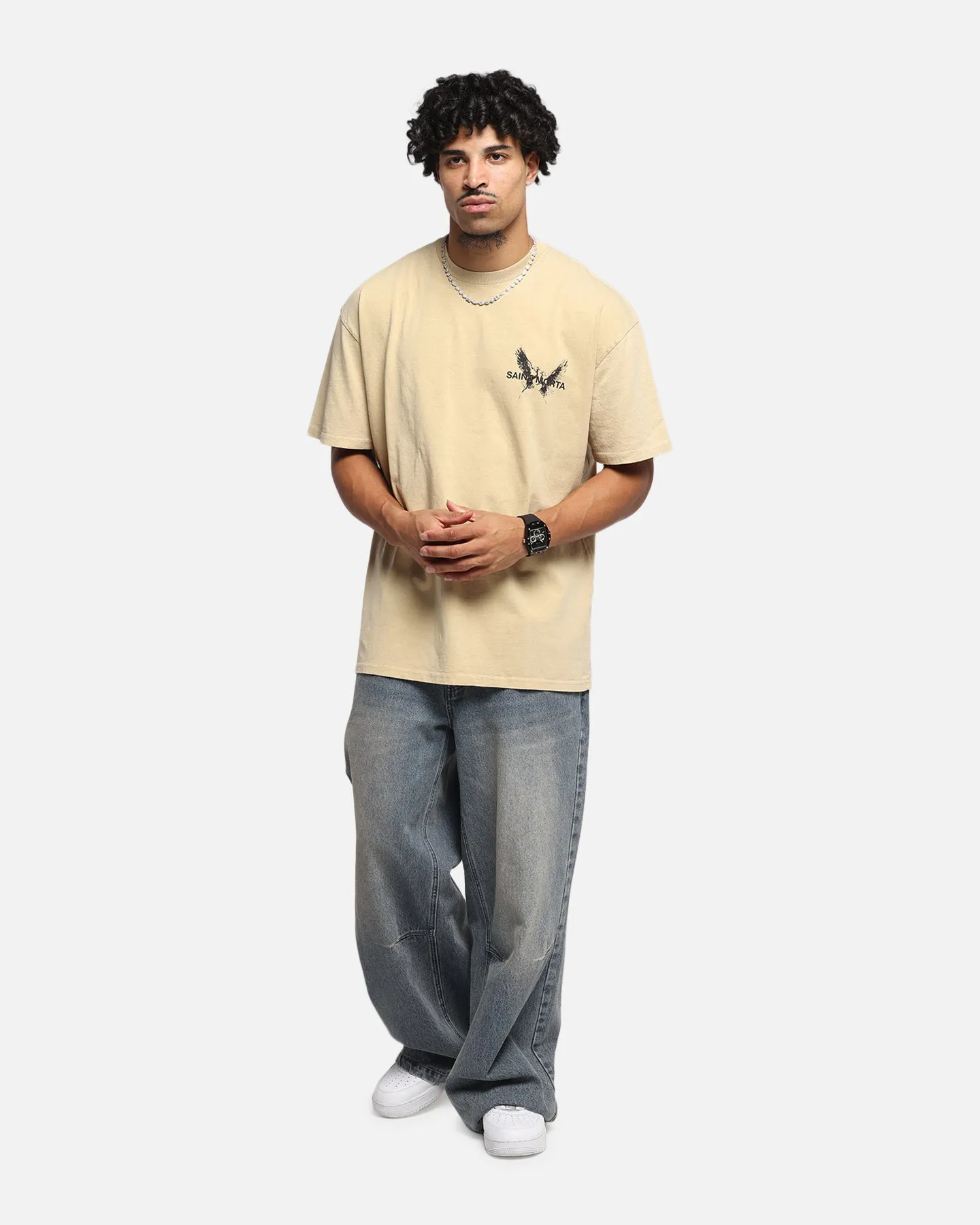 Saint Morta Black Doves Boxy T-Shirt Stone