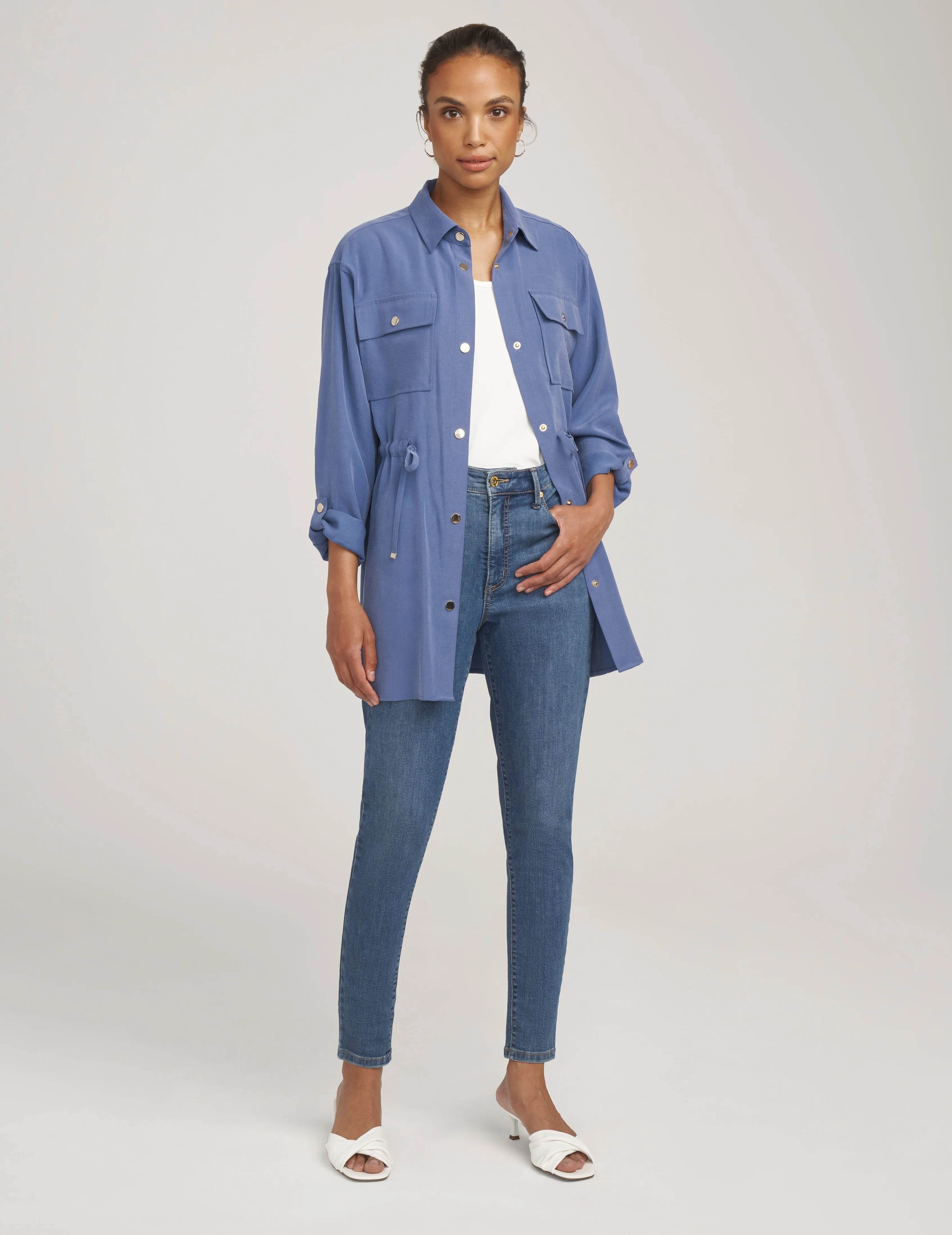 Shacket with Drawstring Waist- Sale