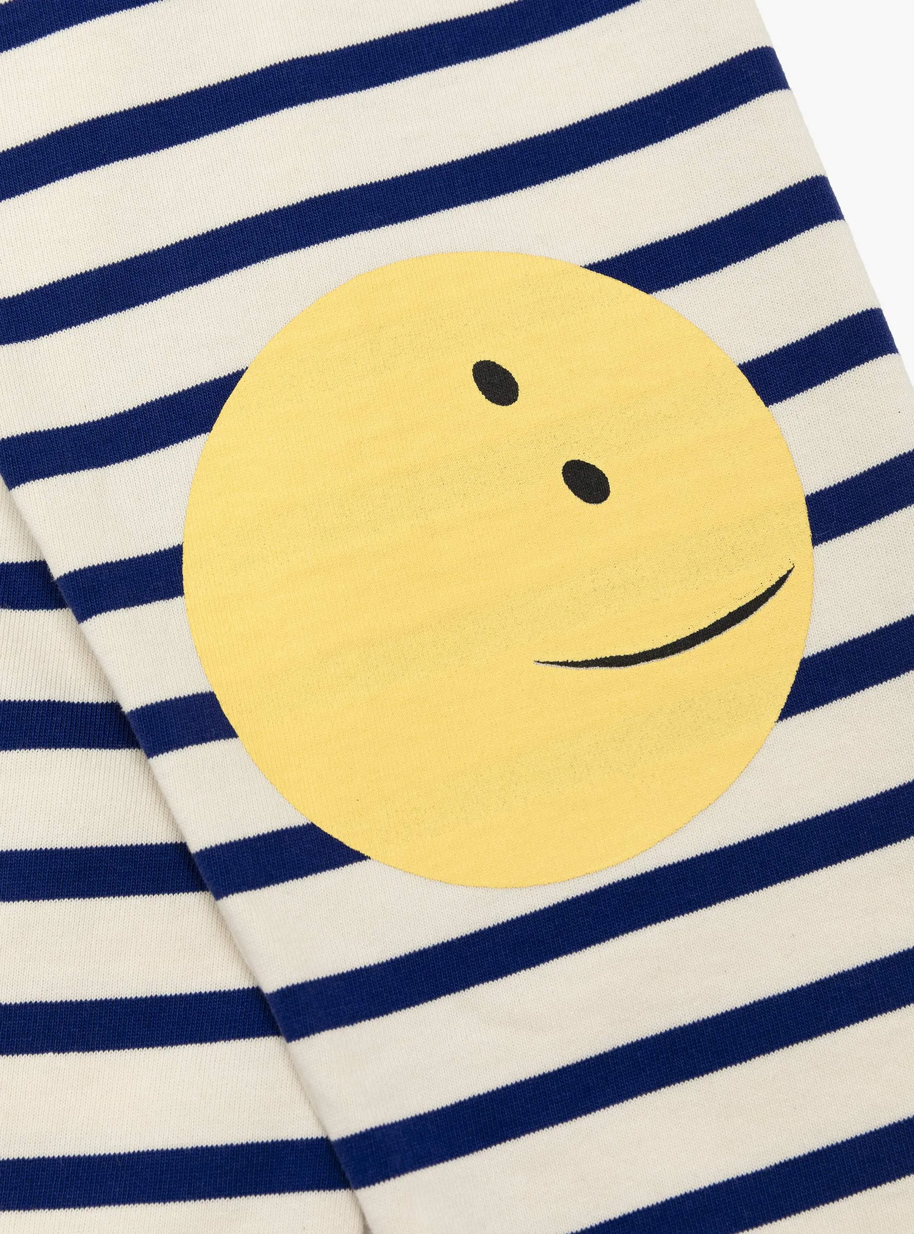 Stripe Jersey Crew T-Shirt Profile Rainbowy Patch Ecru and Blue