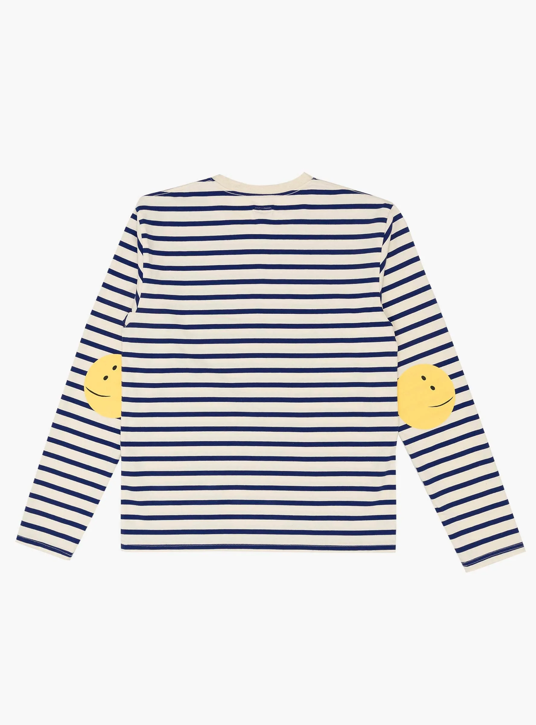 Stripe Jersey Crew T-Shirt Profile Rainbowy Patch Ecru and Blue
