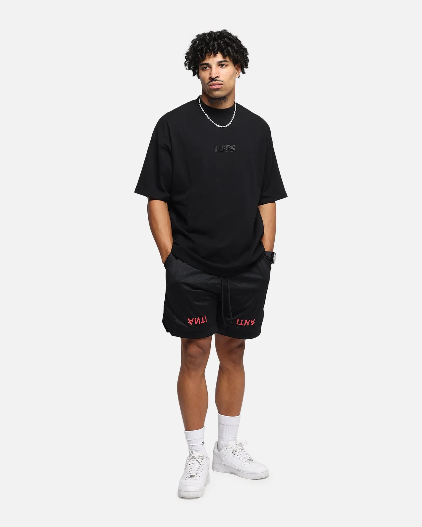 The Anti Order Azero Stencil Mock Neck T-Shirt Black