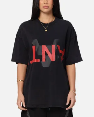 The Anti Order Echo Spray Drop Shoulder T-Shirt Black Acidwash