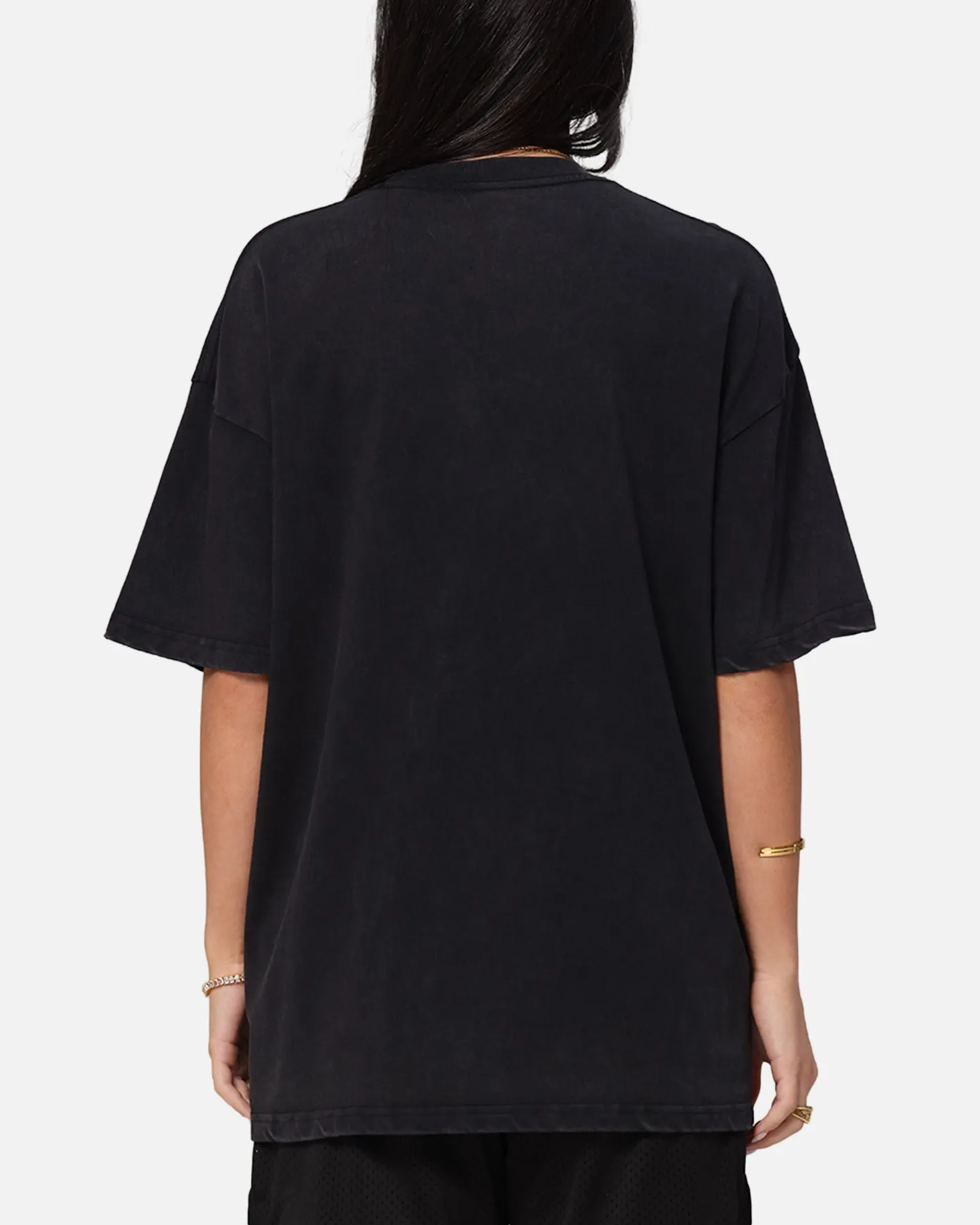 The Anti Order Echo Spray Drop Shoulder T-Shirt Black Acidwash