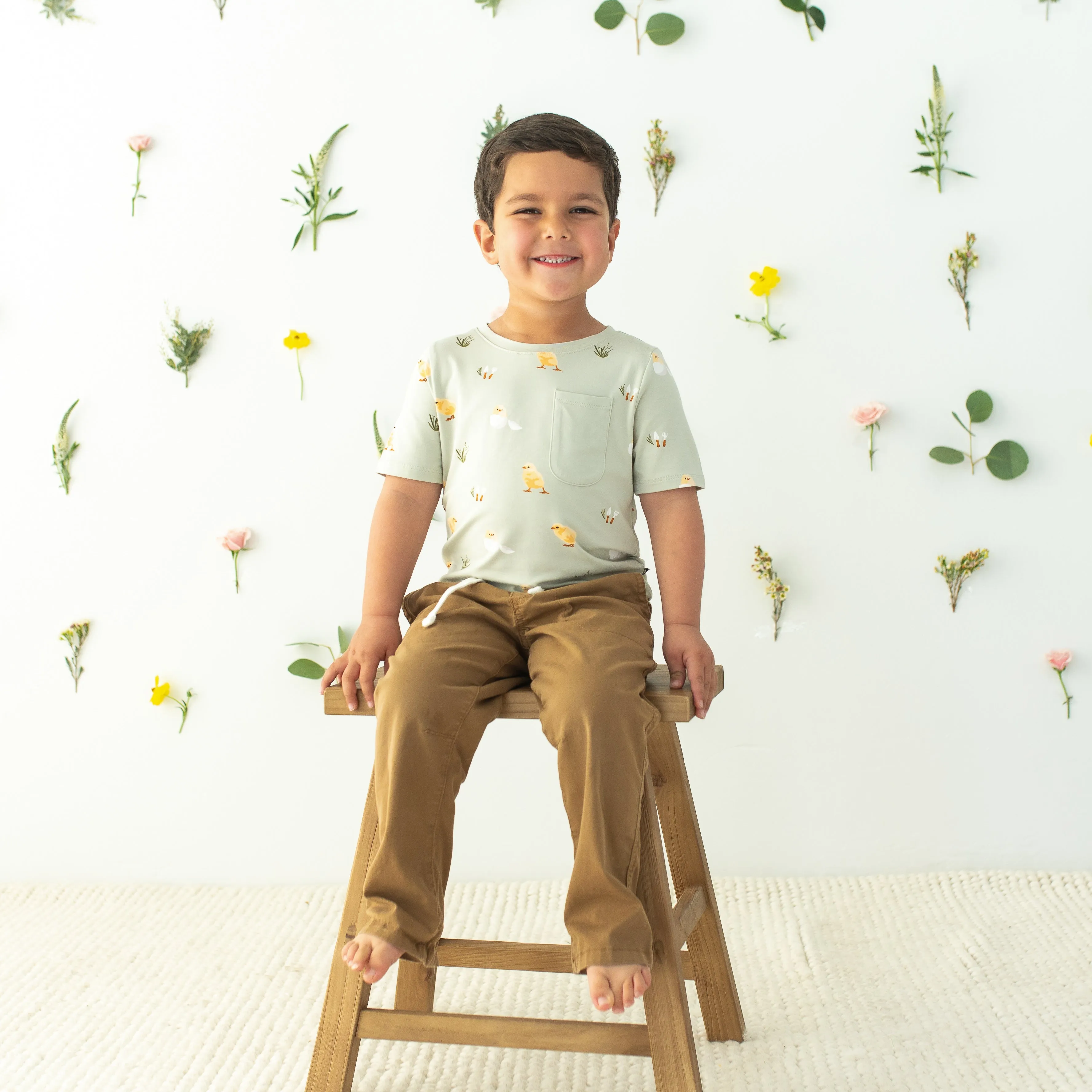 Toddler Crew Neck Tee in Aloe Chick