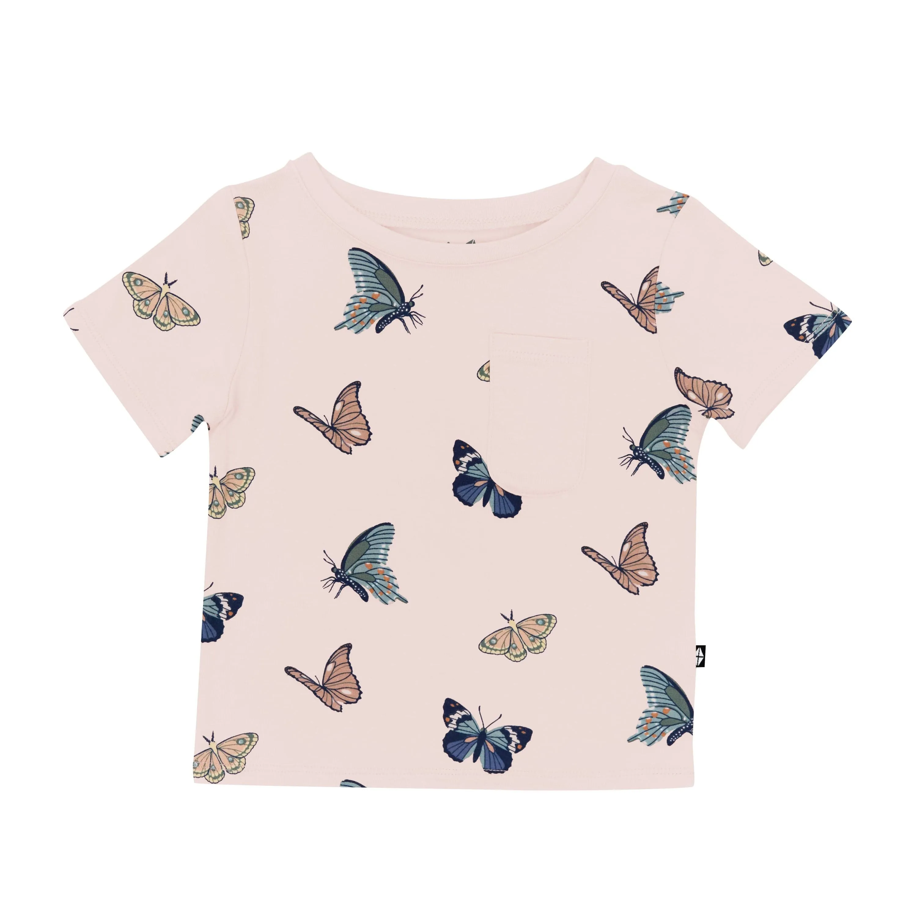 Toddler Crew Neck Tee in Blush Butterfly