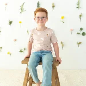 Toddler Crew Neck Tee in Blush Rabbit
