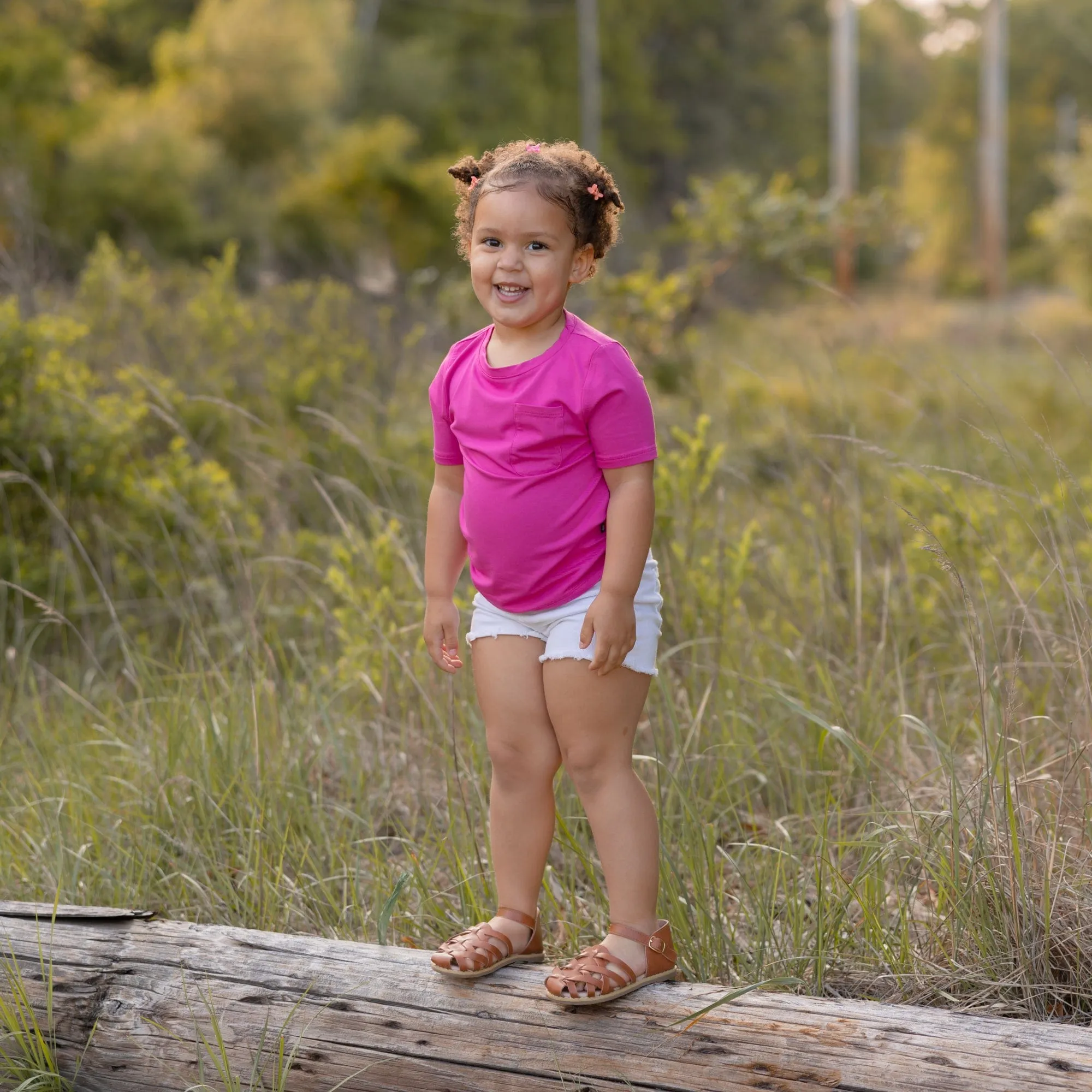 Toddler Crew Neck Tee in Raspberry