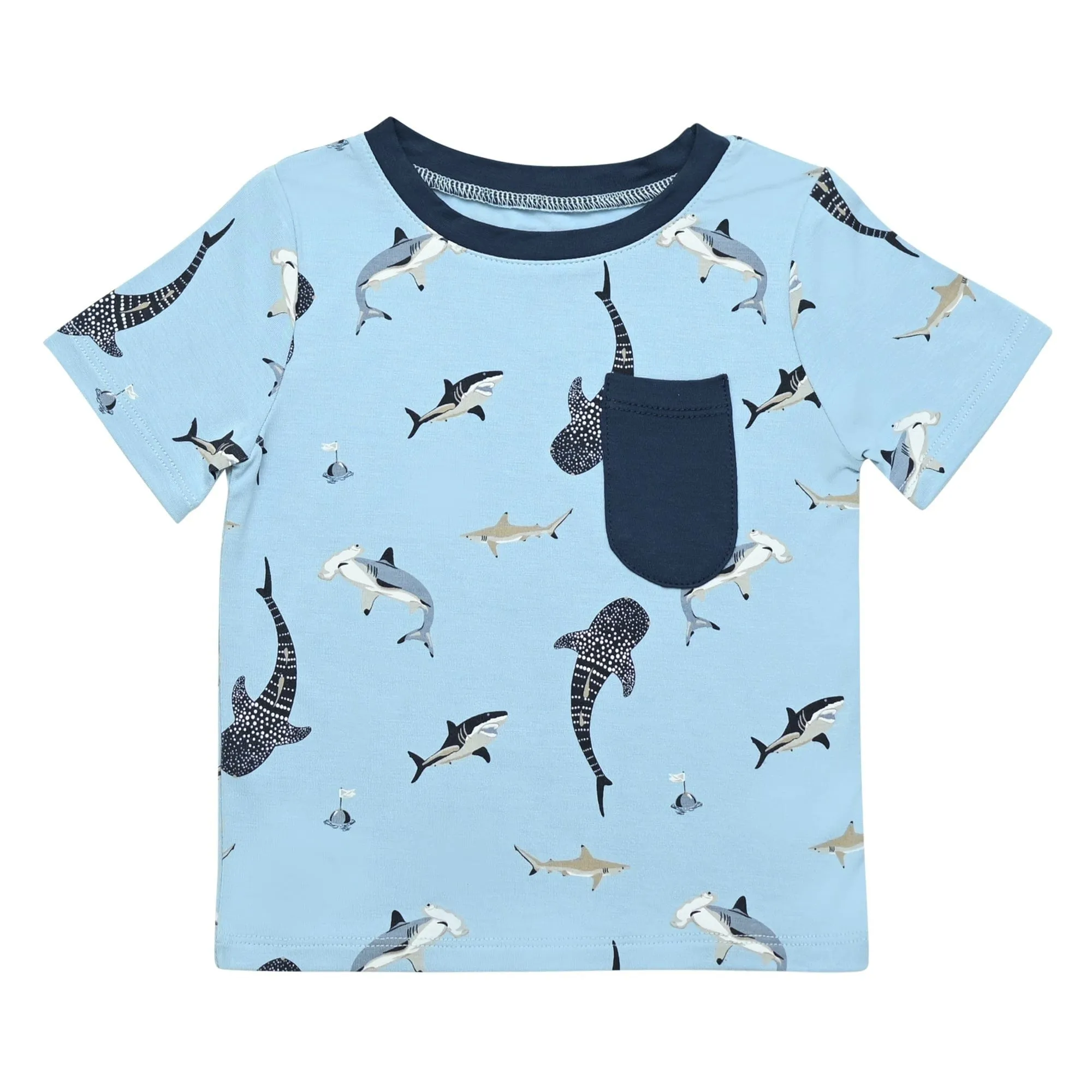 Toddler Crew Neck Tee in Stream Shark