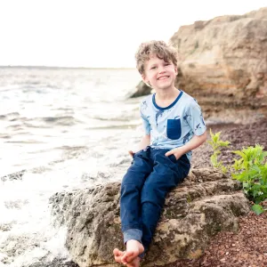 Toddler Crew Neck Tee in Stream Shark