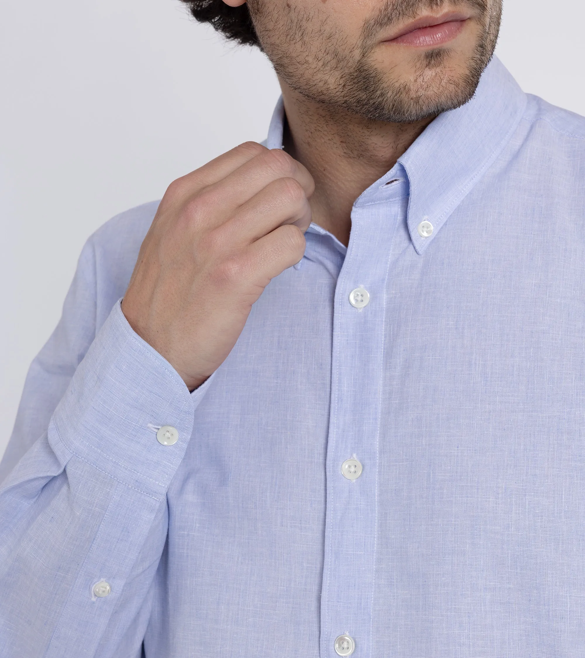 Trunk Eldon Cotton Linen Shirt: Light Blue