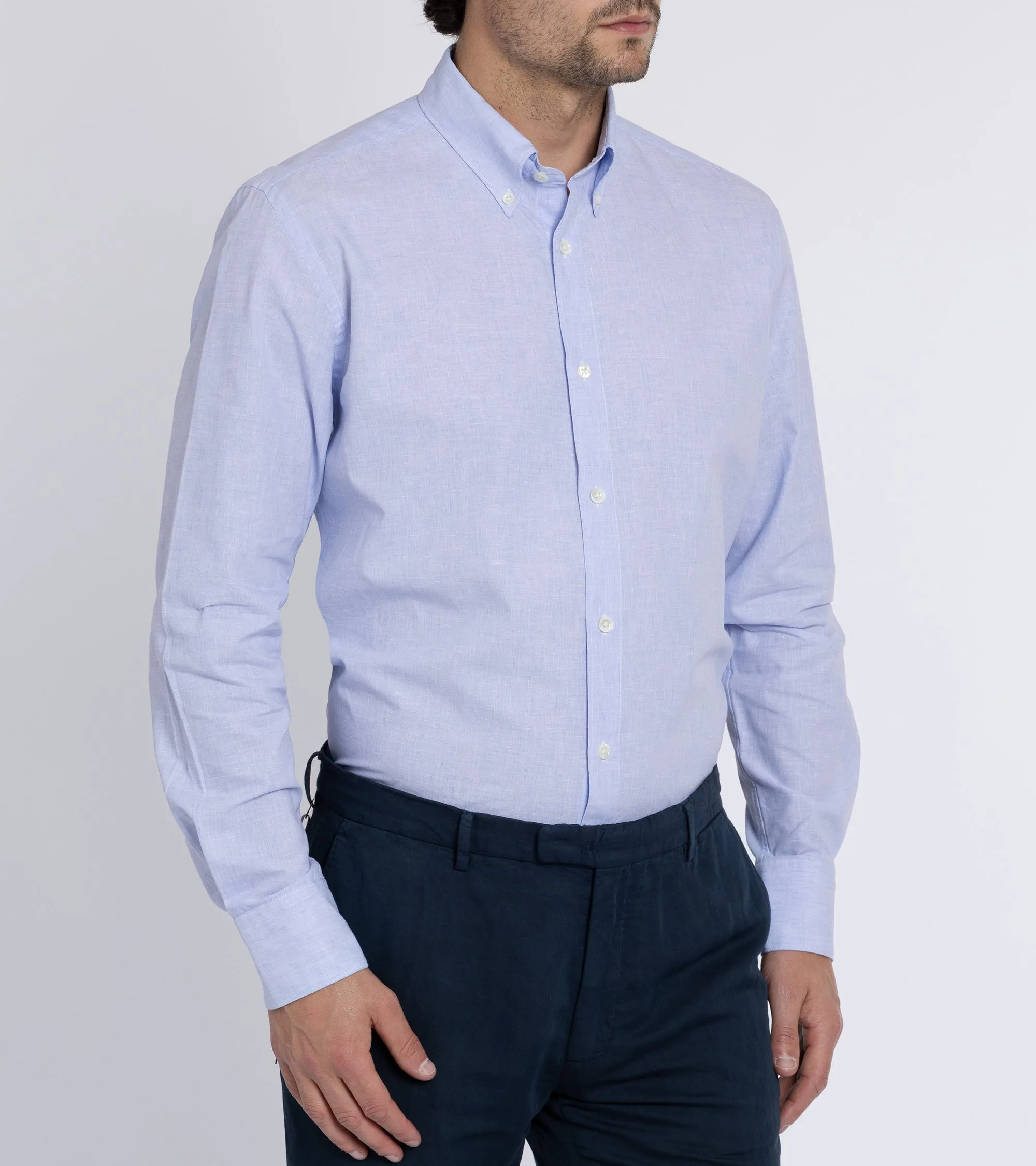 Trunk Eldon Cotton Linen Shirt: Light Blue
