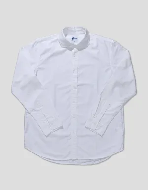 WHITE ENZYME-WASHED OXFORD SPREAD COLLAR SHIRT