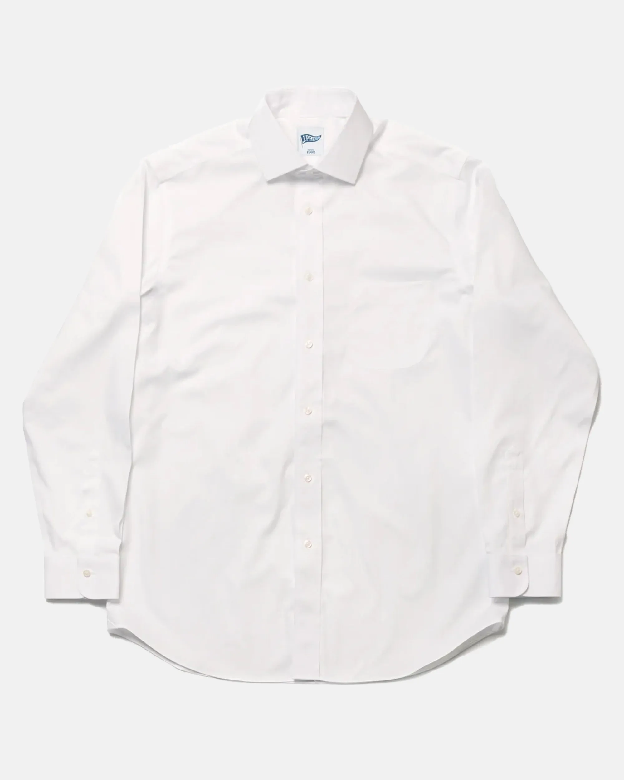 WHITE PINPOINT OXFORD SPREAD COLLAR SHIRT - TRIM FIT