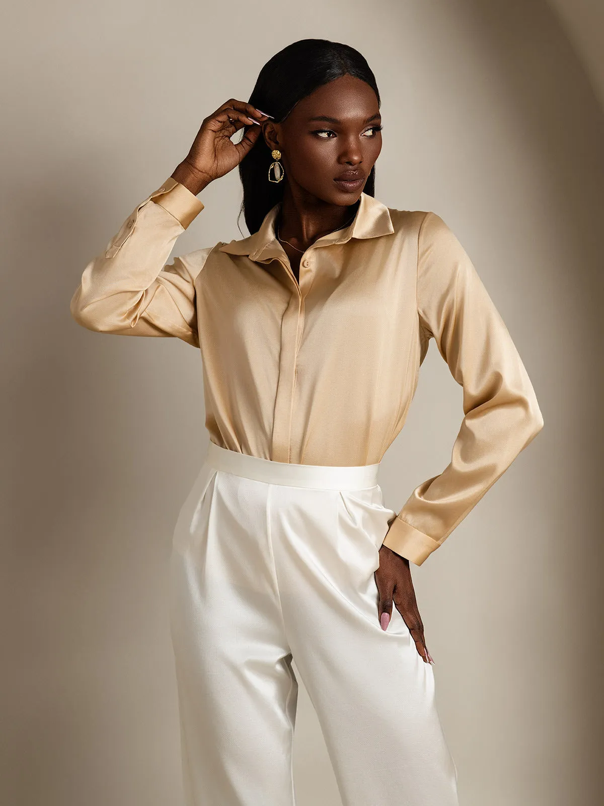 Women's 19 Momme Classic Silk Long-Sleeved Shirt