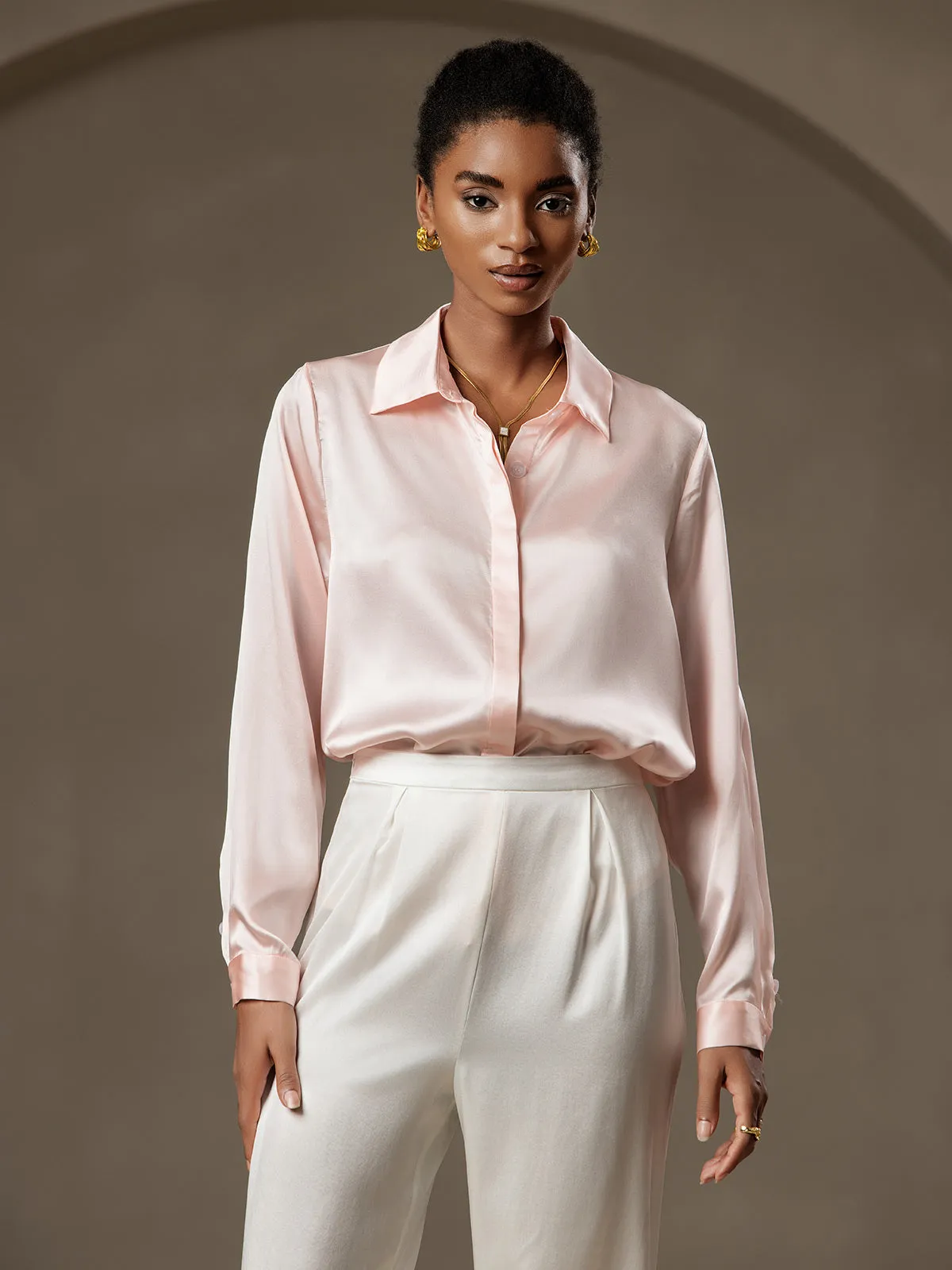 Women's 19 Momme Classic Silk Long-Sleeved Shirt