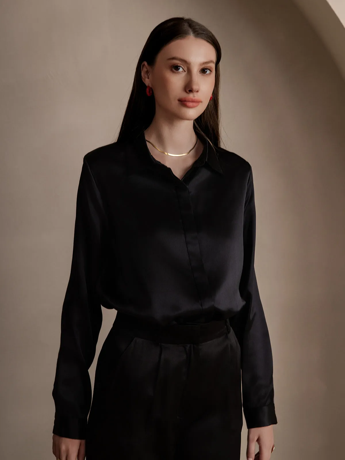 Women's 19 Momme Classic Silk Long-Sleeved Shirt