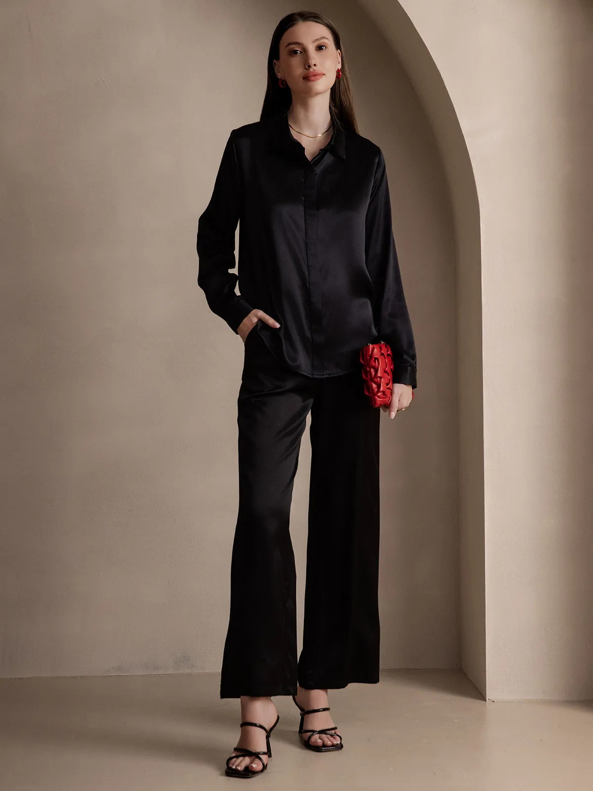 Women's 19 Momme Classic Silk Long-Sleeved Shirt
