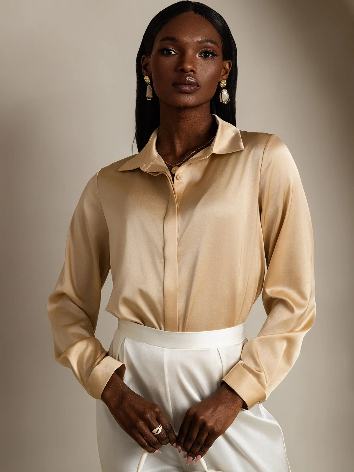 Women's 19 Momme Classic Silk Long-Sleeved Shirt