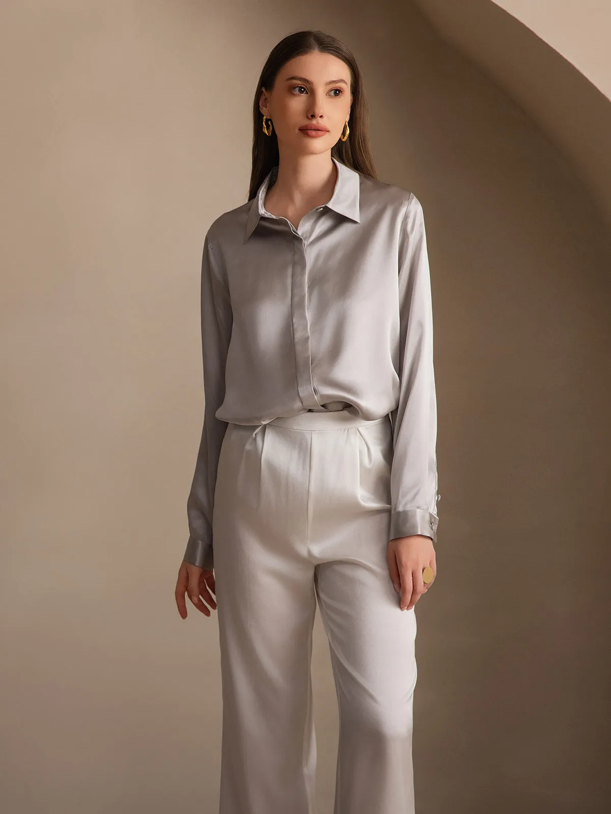 Women's 19 Momme Classic Silk Long-Sleeved Shirt