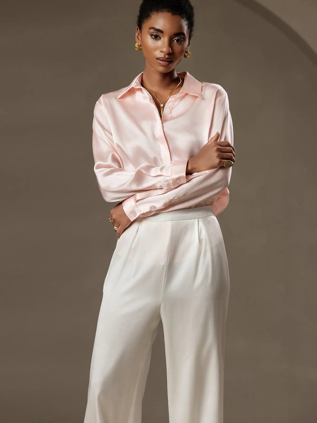 Women's 19 Momme Classic Silk Long-Sleeved Shirt