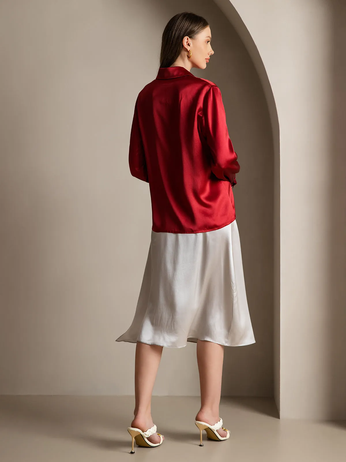 Women's 19 Momme Classic Silk Long-Sleeved Shirt