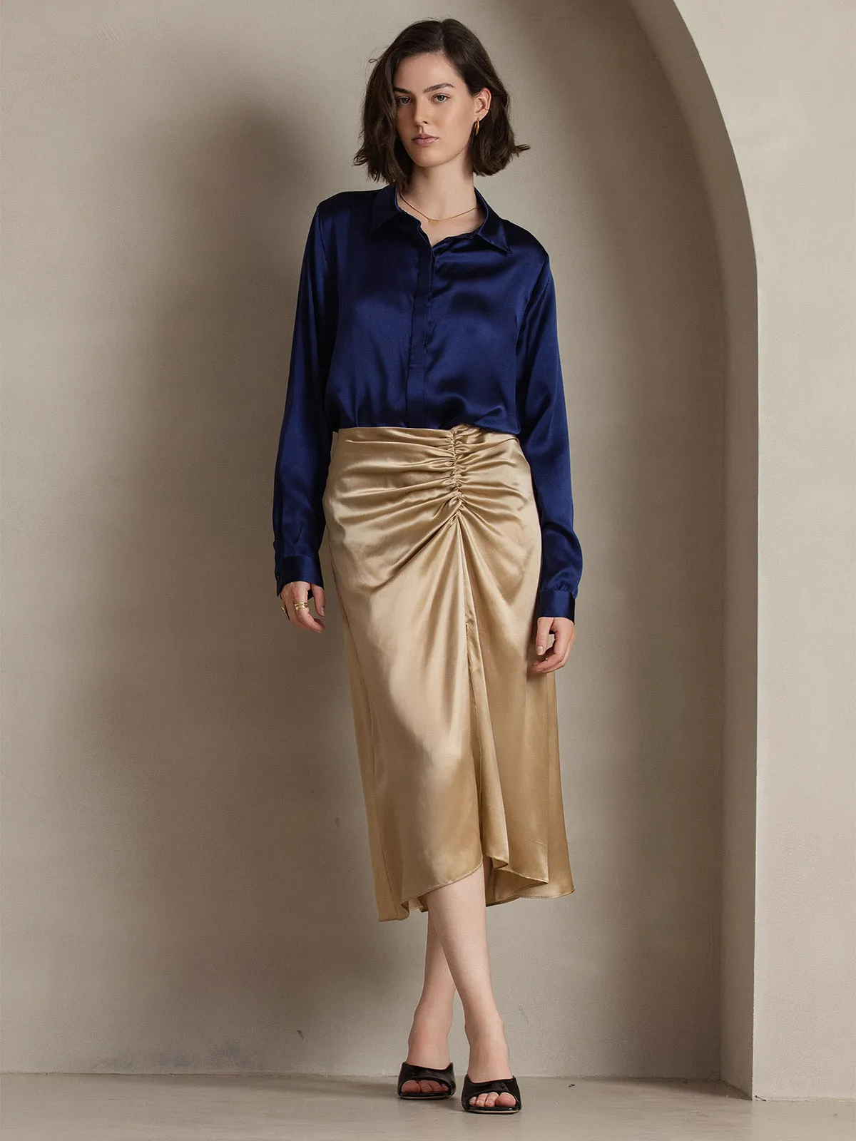 Women's 19 Momme Classic Silk Long-Sleeved Shirt